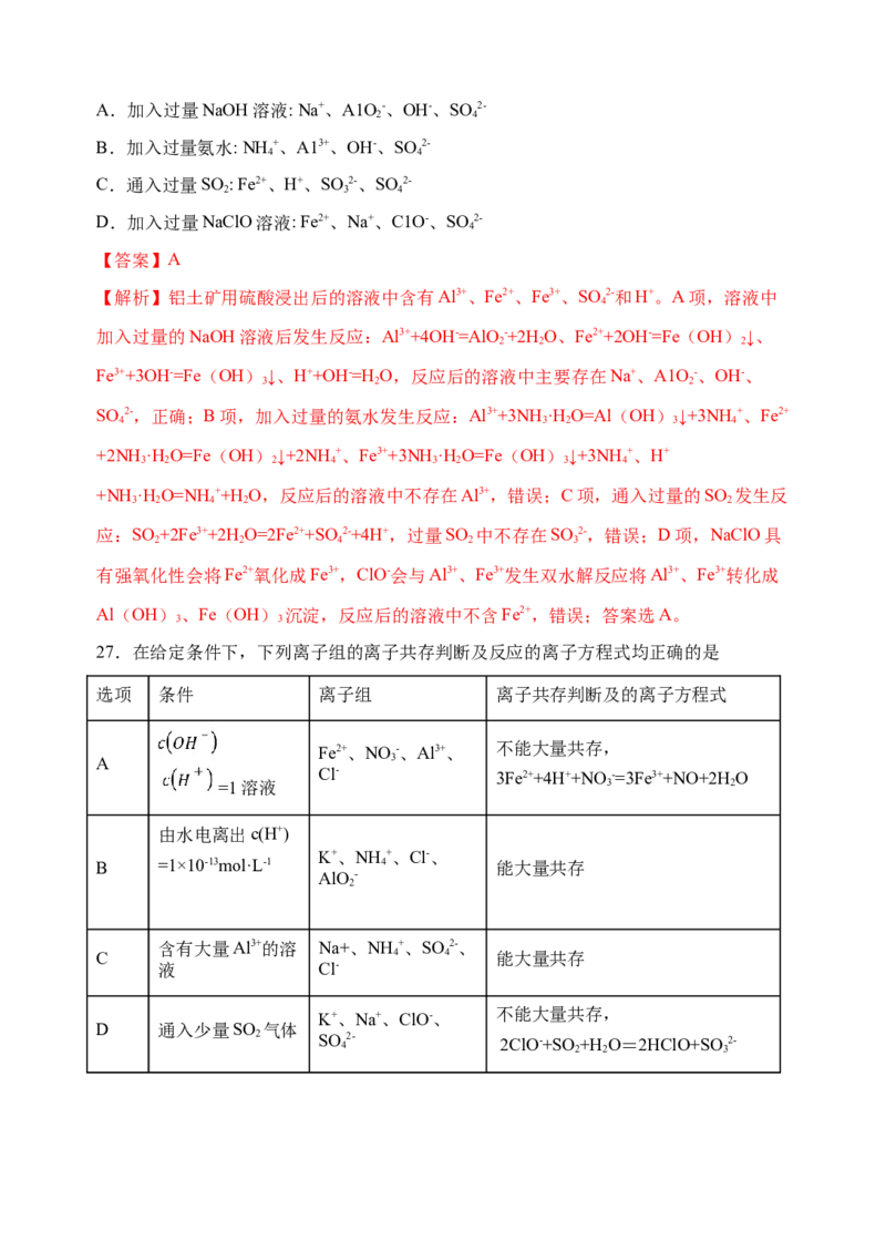 微专题06&ldquo;四点&rdquo;破解离子共存-备战2022年高考化学考点微专题（解析版）_05高考化学_新高考复习资料_2022年新高考资料_备战2022年高考化学考点微专题