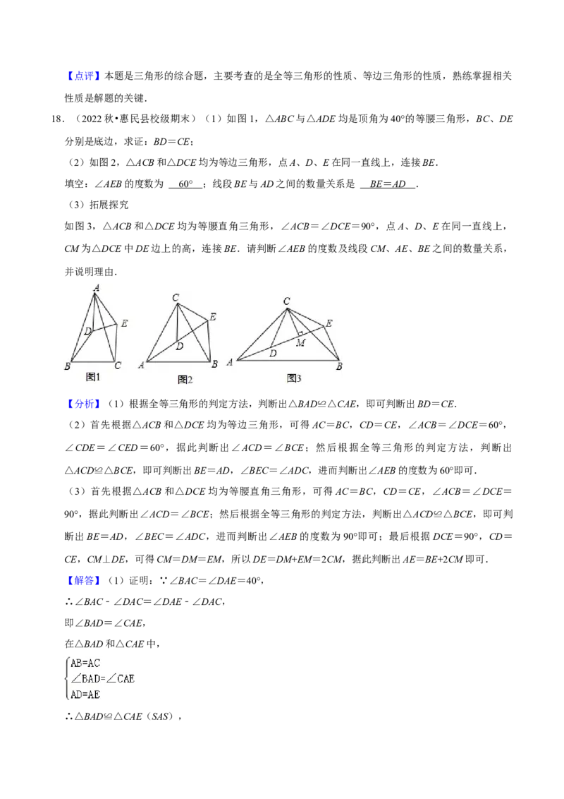 猜想02全等三角形（5种解题模型专练）（解析版）_初中数学人教版_8上-初中数学人教版_旧版_06习题试卷_6期中期末复习专题