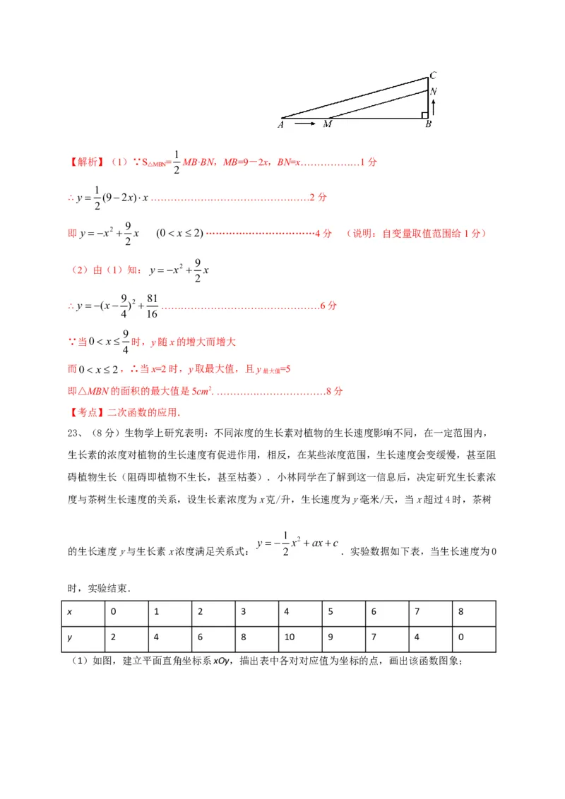 第二十二章二次函数（基础过关）（解析版）_初中数学人教版_9上-初中数学人教版_06习题试卷_2单元测试_单元测试（第2套）