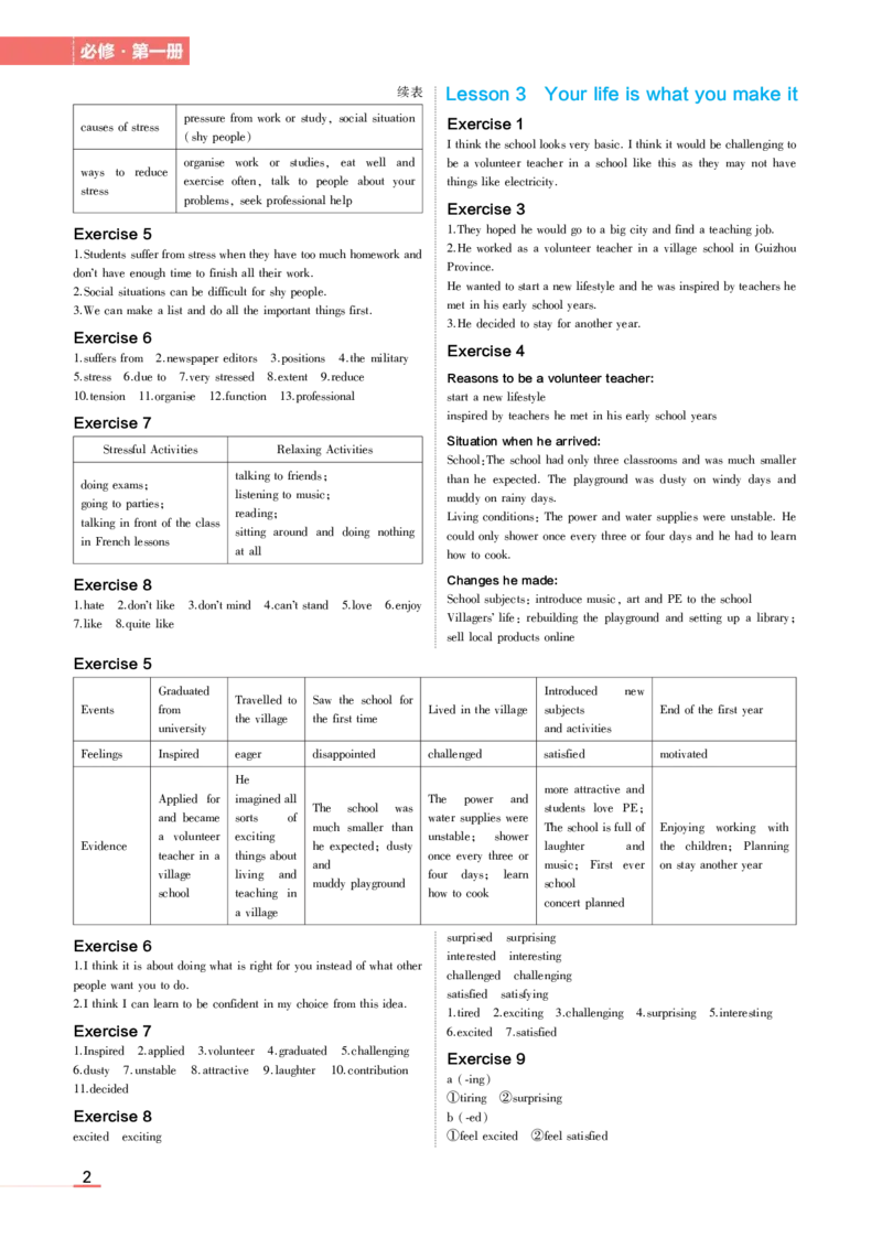 必修第1册北师大英语教材习题答案_高中全套电子教材及答案。_02高中教材参考答案_高中英语_北师大版