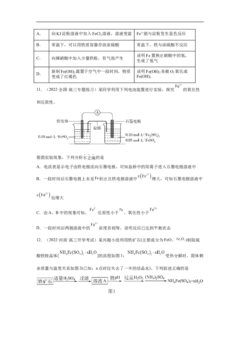 易错点06铁及其化合物-备战2023年高考化学考试易错题（原卷版）_05高考化学_通用版（老高考）复习资料_2023年复习资料_专项复习_备战2023年高考化学考试易错题（全国通用）