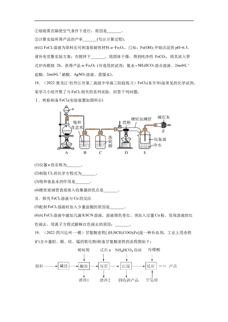 易错点06铁及其化合物-备战2023年高考化学考试易错题（原卷版）_05高考化学_通用版（老高考）复习资料_2023年复习资料_专项复习_备战2023年高考化学考试易错题（全国通用）