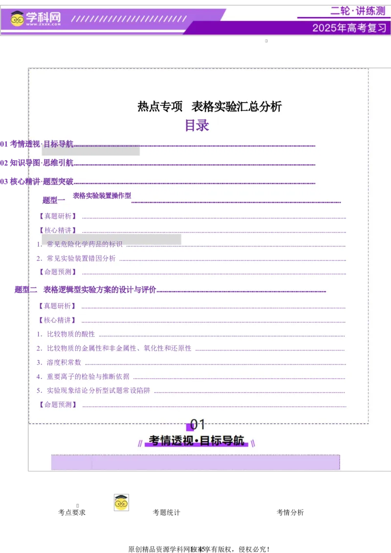 热点专项表格实验汇总分析（解析版）_05高考化学_2025年新高考资料_二轮复习_上好课2025年高考化学二轮复习讲练测（新高考通用）3379109_主题七化学实验