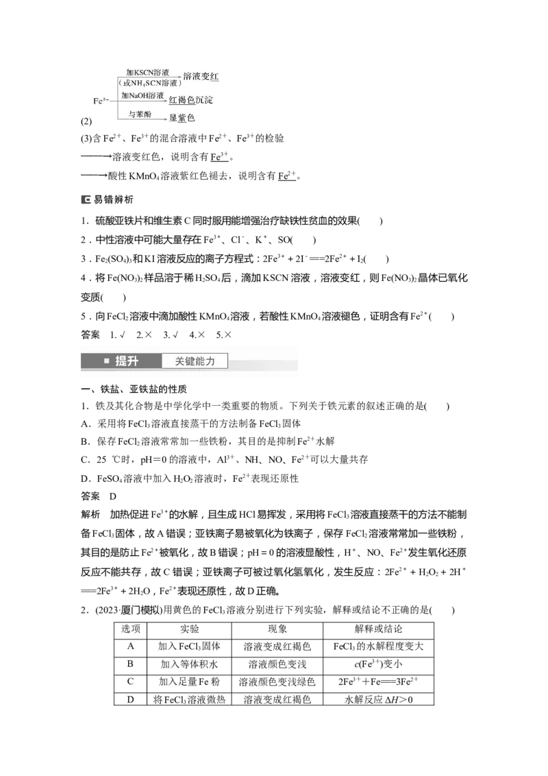 大单元二　第四章　第13讲　铁盐、亚铁盐　铁及其化合物的转化_05高考化学_2025年新高考资料_一轮复习_2025大一轮复习讲义+课件（完结）_配套Word版文档第二章~第九章