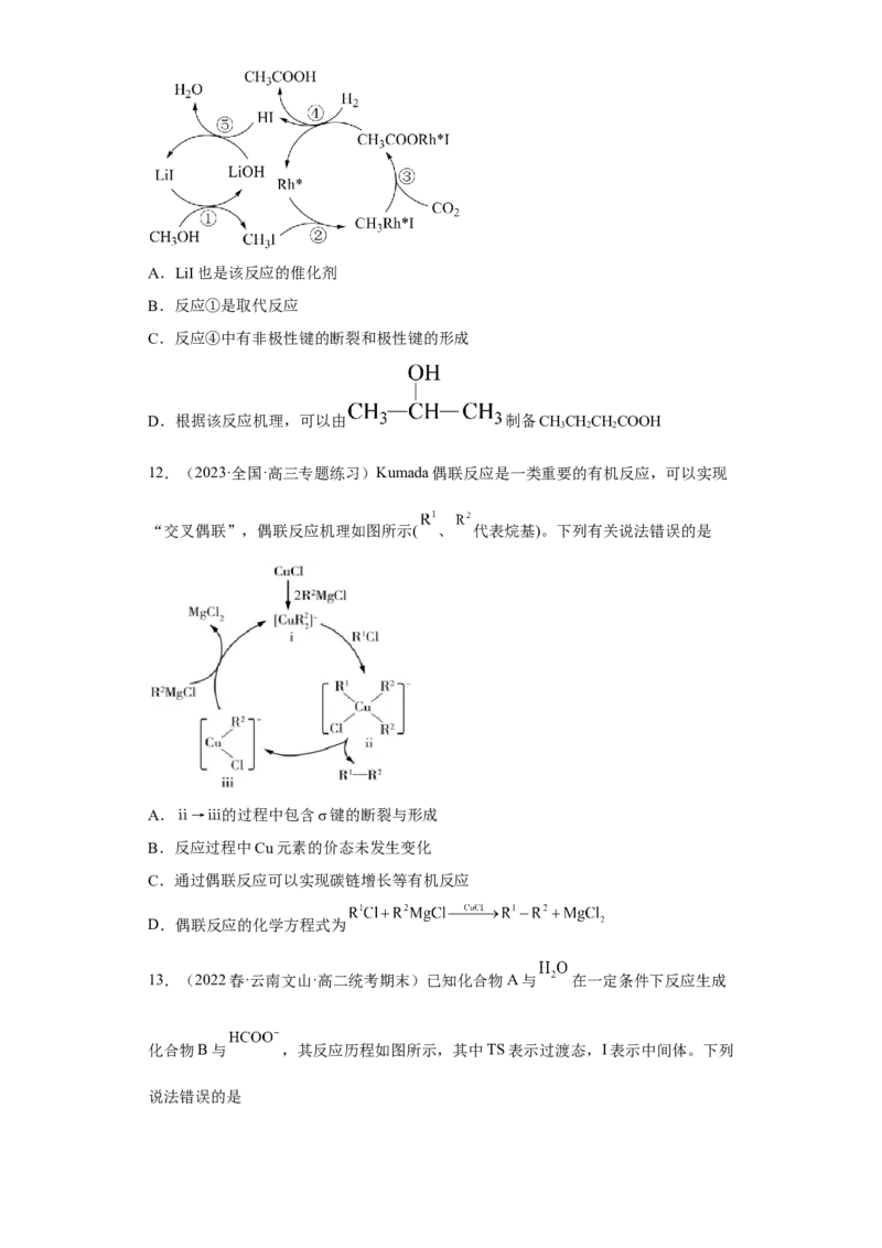 专题十七反应机理（专练）-冲刺2023年高考化学二轮复习核心考点逐项突破（原卷版）_05高考化学_新高考复习资料_2023年新高考资料_二轮复习