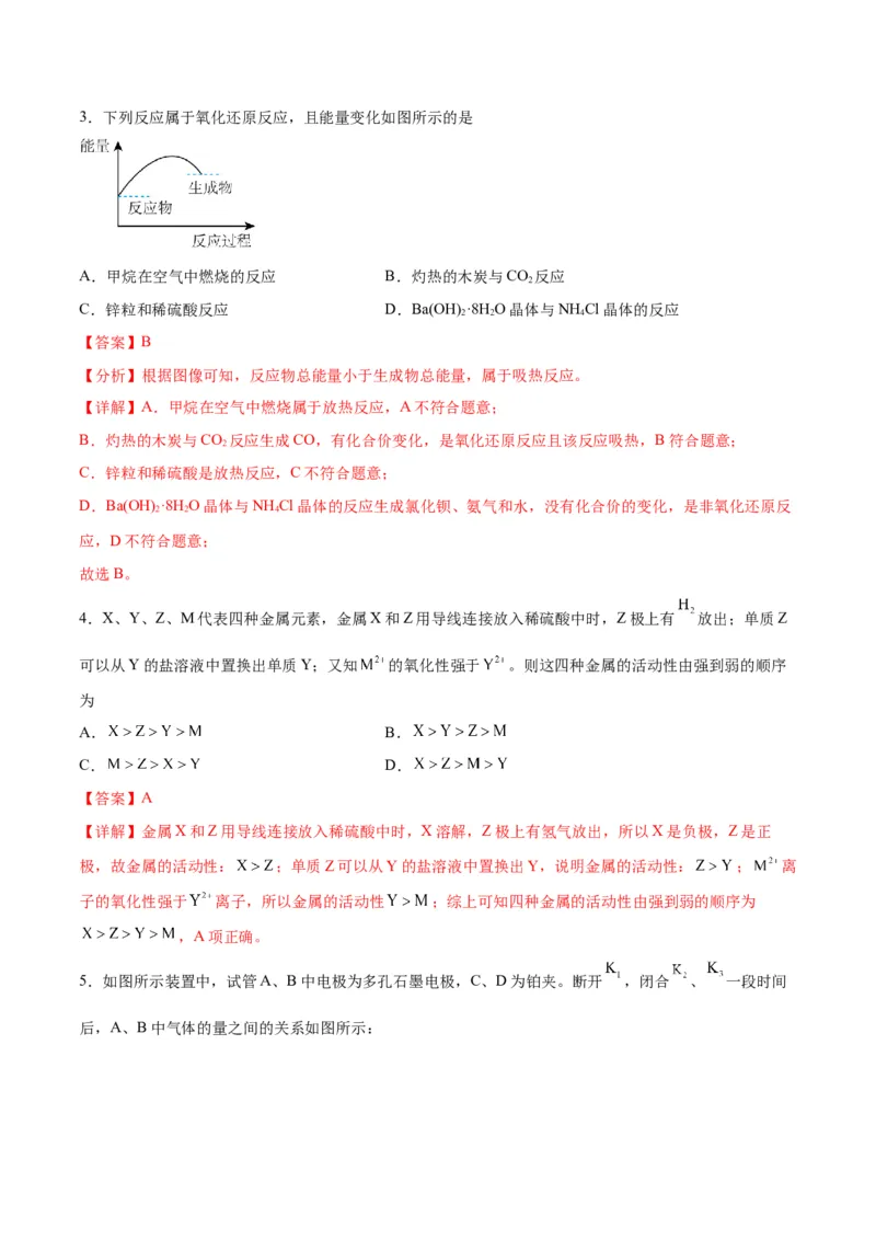 专题突破卷07化学反应与能量-2024年高考化学一轮复习考点通关卷（新教材新高考）（解析版）_05高考化学_2024年新高考资料_1.2024一轮复习