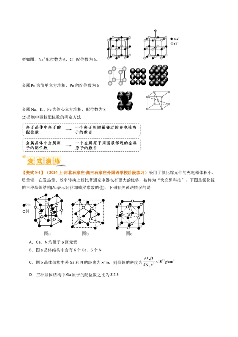 微题型02晶体结构及相关计算（原卷版）_05高考化学_2024年新高考资料_2.2024二轮复习_2024年高考化学二轮热点题型归纳与变式演练（新高考通用）