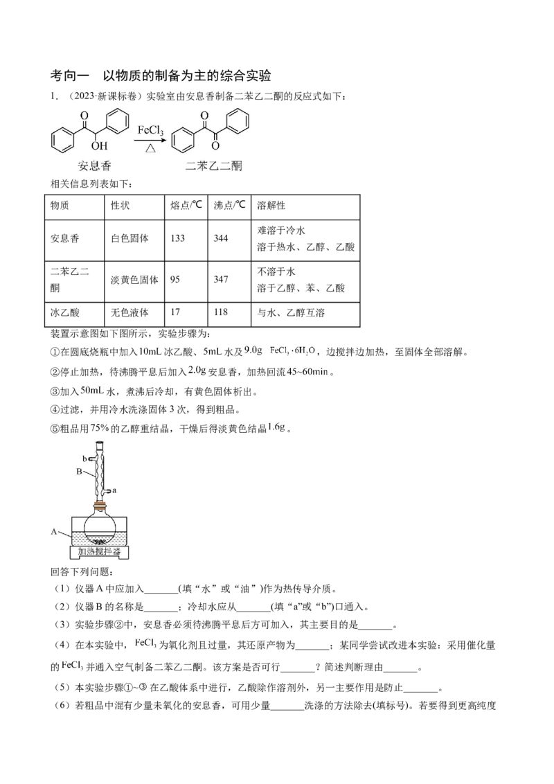 押新高考卷第16题化学实验综合题（原卷版）_05高考化学_2024年新高考资料_5.2024三轮冲刺_备战2024年高考化学临考题号押题（新高考通用）323031313