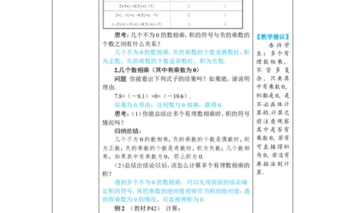 素养目标2.2.2.2有理数的乘法运算律教案（表格式）2024-2025学年人教版数学上册_初中数学人教版_7上-初中数学人教版_7上-初中数学人教版（新版）_04教案