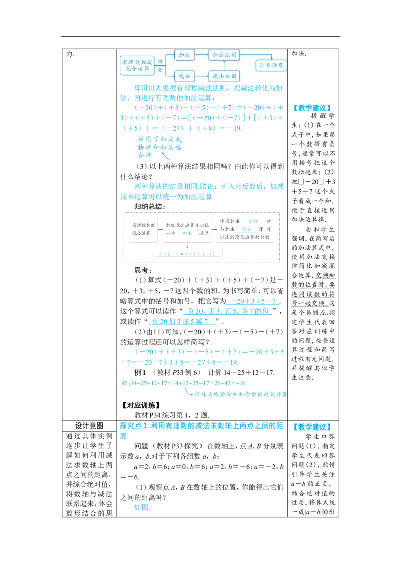 素养目标2.1.2.2有理数的加减混合运算教案（表格式）2024-2025学年人教版数学上册_初中数学人教版_7上-初中数学人教版_7上-初中数学人教版（新版）_04教案