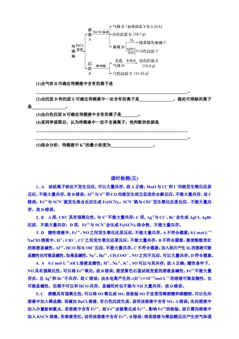五：离子共存与推断（含解析）_05高考化学_2025年新高考资料_专项练习_2025年高考复习化学课时检测（含解析）（完结）