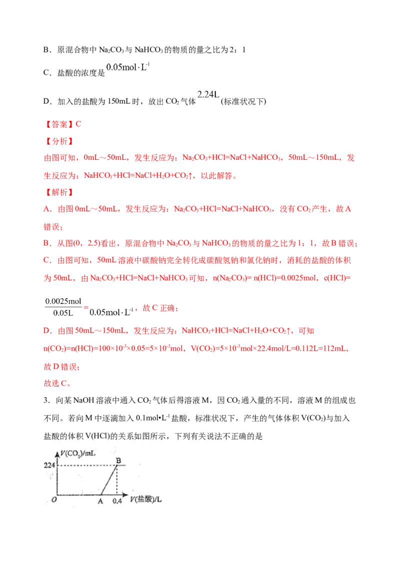 微专题11钠盐的图象及相关计算-备战2022年高考化学考点微专题（解析版）_05高考化学_新高考复习资料_2022年新高考资料_备战2022年高考化学考点微专题