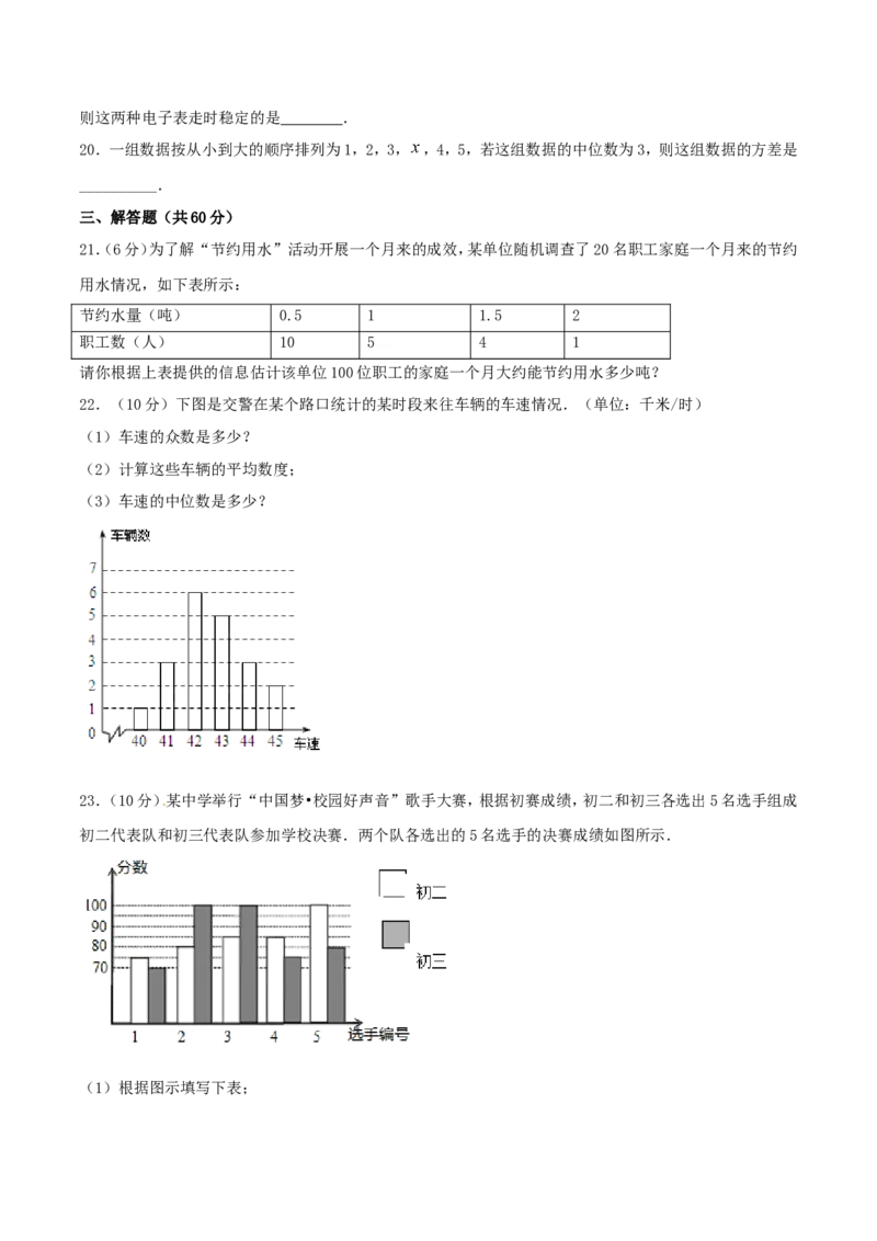 第20章数据的分析（B卷）_初中数学人教版_八年级数学下册_保存转存之后查看(1)_8下-初中数学人教版（2026春新版持续更新）_旧版-可参考_06习题试卷_2单元测试_单元测试（第2套）