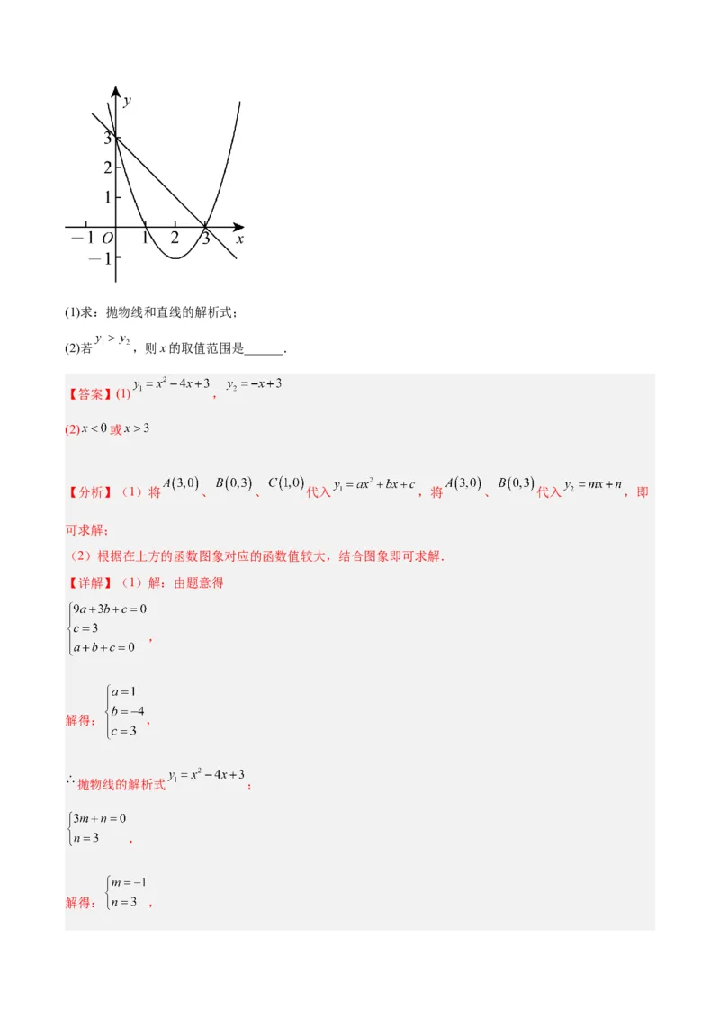 第二十二章二次函数易错必考63题（13个考点）专练（解析版）_初中数学人教版_9下-初中数学人教版_07专项讲练_2023-2024学年九年级数学全册重难点专题提升精讲精练（人教版）