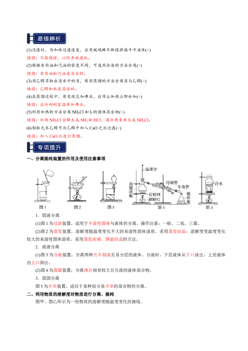 知识清单31物质的分离、提纯与鉴别-上好课2025年高考化学一轮复习知识清单（新高考专用）（解析版）_05高考化学_2025年新高考资料_一轮复习