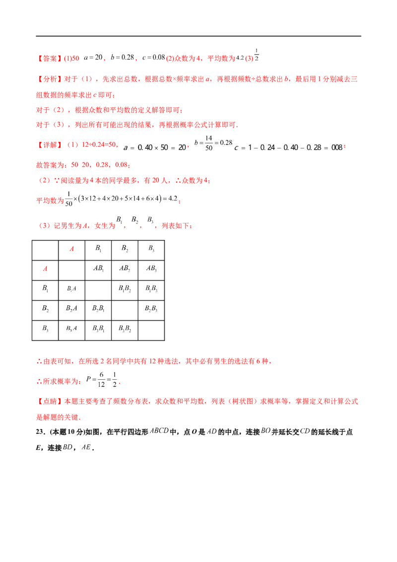 黄金卷4-赢在中考&middot;黄金8卷备战2023年中考数学全真模拟卷（广西专用）（解析版）_初中数学人教版_9下-初中数学人教版_10中考模拟卷