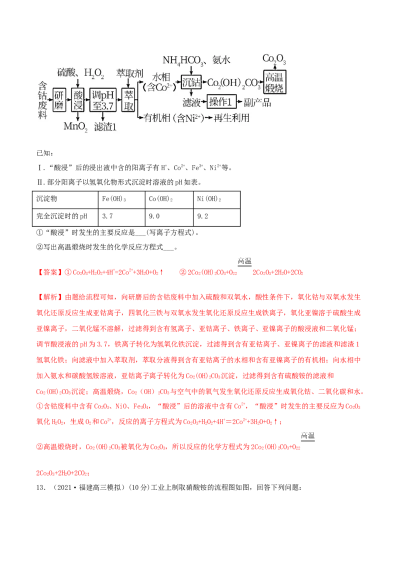专题讲座（二）整合有效信息书写陌生化学（离子）方程式（精练）-2022年一轮复习讲练测（解析版）_05高考化学_新高考复习资料_2022年新高考资料_2022年高考化学一轮复习讲练测