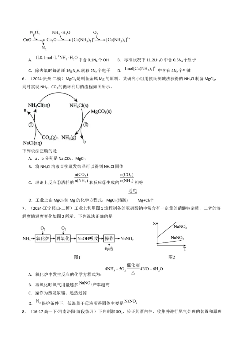 易错专题06非元素及其化合物-2024年高考化学考前易错聚焦（解析版）_05高考化学_2024年新高考资料_5.2024三轮冲刺_2024年高考化学考前易错聚焦