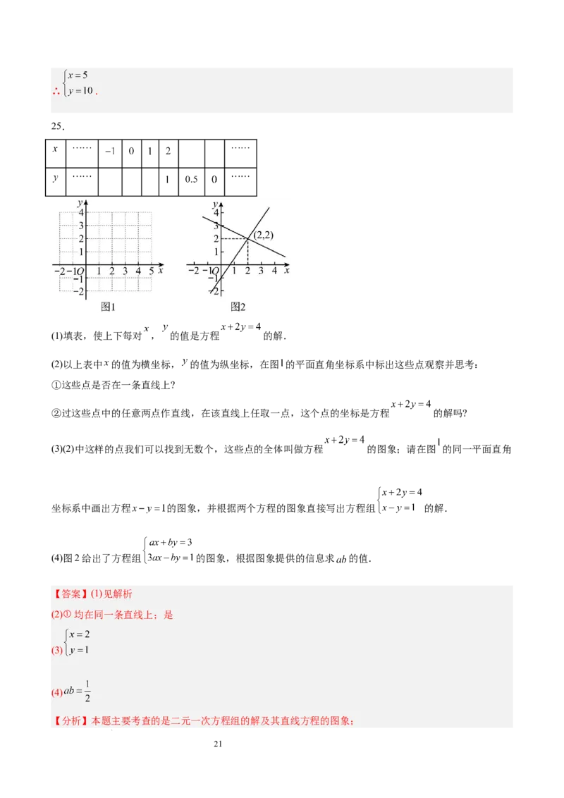 第十章二元一次方程组（单元重点综合测试）（解析版）_初中数学人教版_7下-初中数学人教版_7下-初中数学人教版（2025春季新版）持续更新_05习题试卷_单元知识点+测试