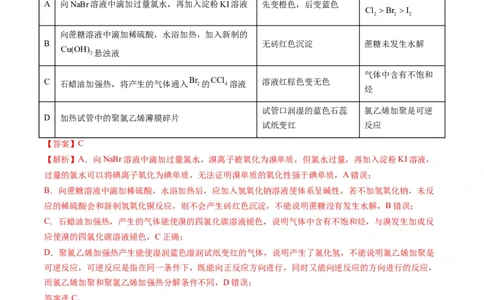 热点02表格型实验中逻辑关系的正误判断（解析版）_05高考化学_新高考复习资料_2023年新高考资料_专项复习_2023年高考化学热点&middot;重点&middot;难点专练（新高考专用）