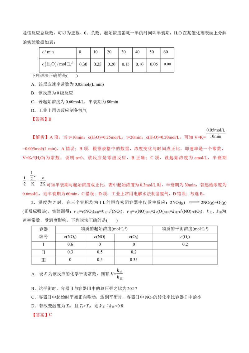 热点专项平衡常数(或速率常数)的计算及应用（解析版）_05高考化学_2025年新高考资料_二轮复习_上好课2025年高考化学二轮复习讲练测（新高考通用）3379109_主题三化学反应原理