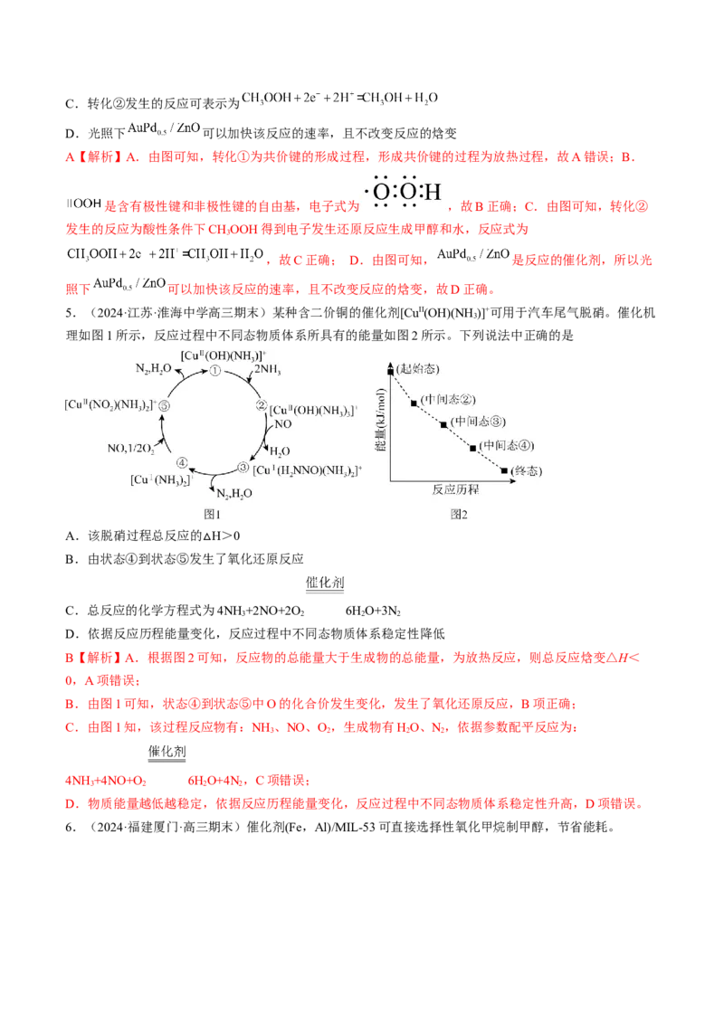 易错专题10反应机理-2024年高考化学考前易错聚焦（解析版）_05高考化学_2024年新高考资料_5.2024三轮冲刺_2024年高考化学考前易错聚焦