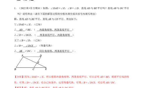 专题相交线与平行线之阅读理解填理由题（解析版）_初中数学人教版_7下-初中数学人教版_7下-初中数学人教版（旧版）赠送_07专项讲练