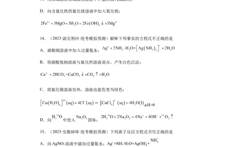 离子方程式的正误判断（原卷版）_05高考化学_新高考复习资料_2024年新高考资料_一轮复习资料_2024届高三化学一轮复习&mdash;专项训练