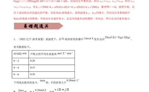 易错点21化学反应速率-备战2023年高考化学考试易错题（原卷版）_05高考化学_通用版（老高考）复习资料_2023年复习资料_专项复习_备战2023年高考化学考试易错题（全国通用）