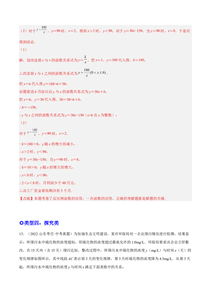 培优专题24反比例函数与实际问题-解析版_初中数学人教版_9下-初中数学人教版_07专项讲练_核心考点突破2022-2023学年九年级数学精选专题培优讲与练（人教版）