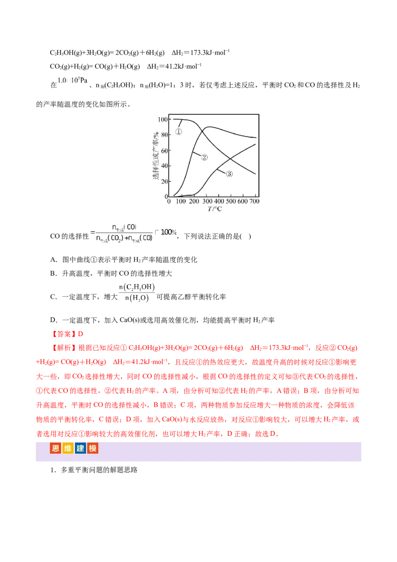 热点专项多平衡体系中最佳反应条件、选择性、转化率、产率判断（解析版）_05高考化学_2025年新高考资料_二轮复习_上好课2025年高考化学二轮复习讲练测（新高考通用）3379109