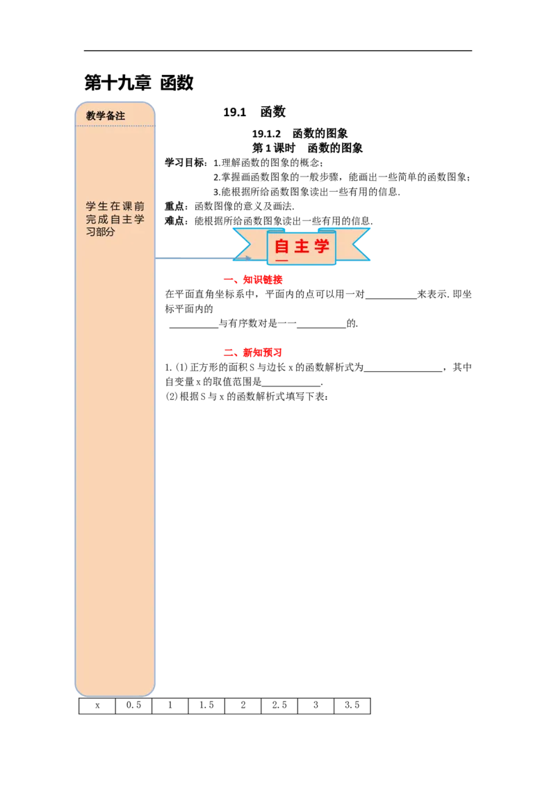 导学案19.1.2第1课时函数的图象_初中数学人教版_八年级数学下册_保存转存之后查看(1)_8下-初中数学人教版（2026春新版持续更新）_旧版-可参考_02课件+导学案（配套）