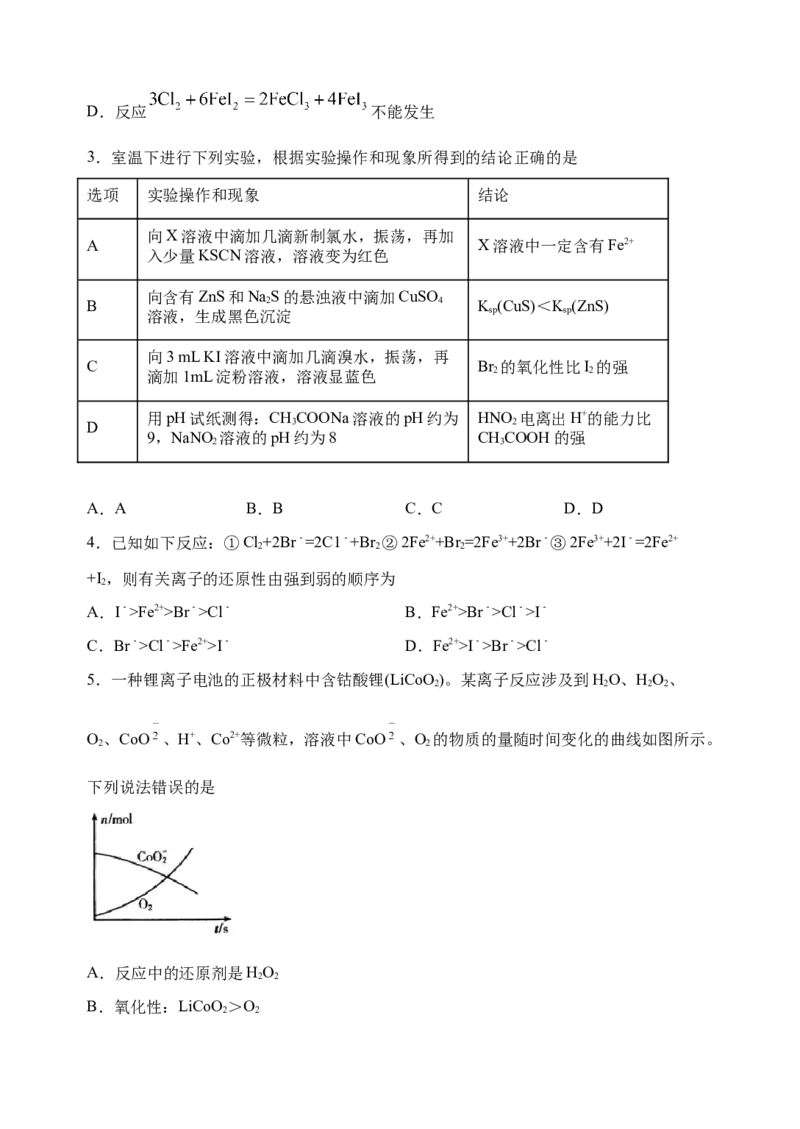 微专题07氧化性和还原性强弱的实验探究及应用-备战2022年高考化学考点微专题（原卷版）_05高考化学_新高考复习资料_2022年新高考资料_备战2022年高考化学考点微专题