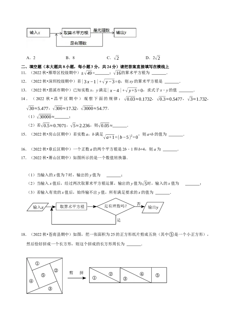 专题6.1平方根专项提升训练（重难点培优）2023培优（原卷版）人教版_初中数学人教版_7下-初中数学人教版_7下-初中数学人教版（旧版）赠送_07专项讲练