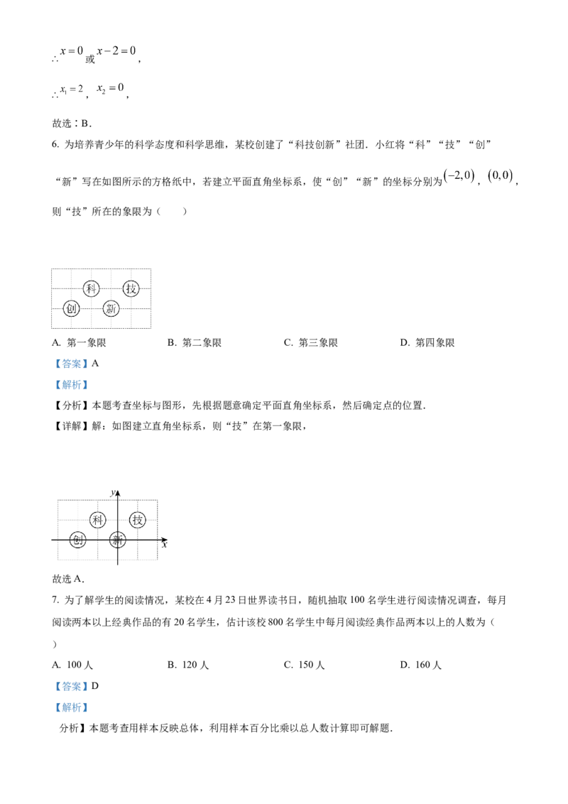 精品解析：2024年贵州省中考数学试题（解析版）_new_初中数学人教版_9下-初中数学人教版_09中考真题_2024中考数学真题