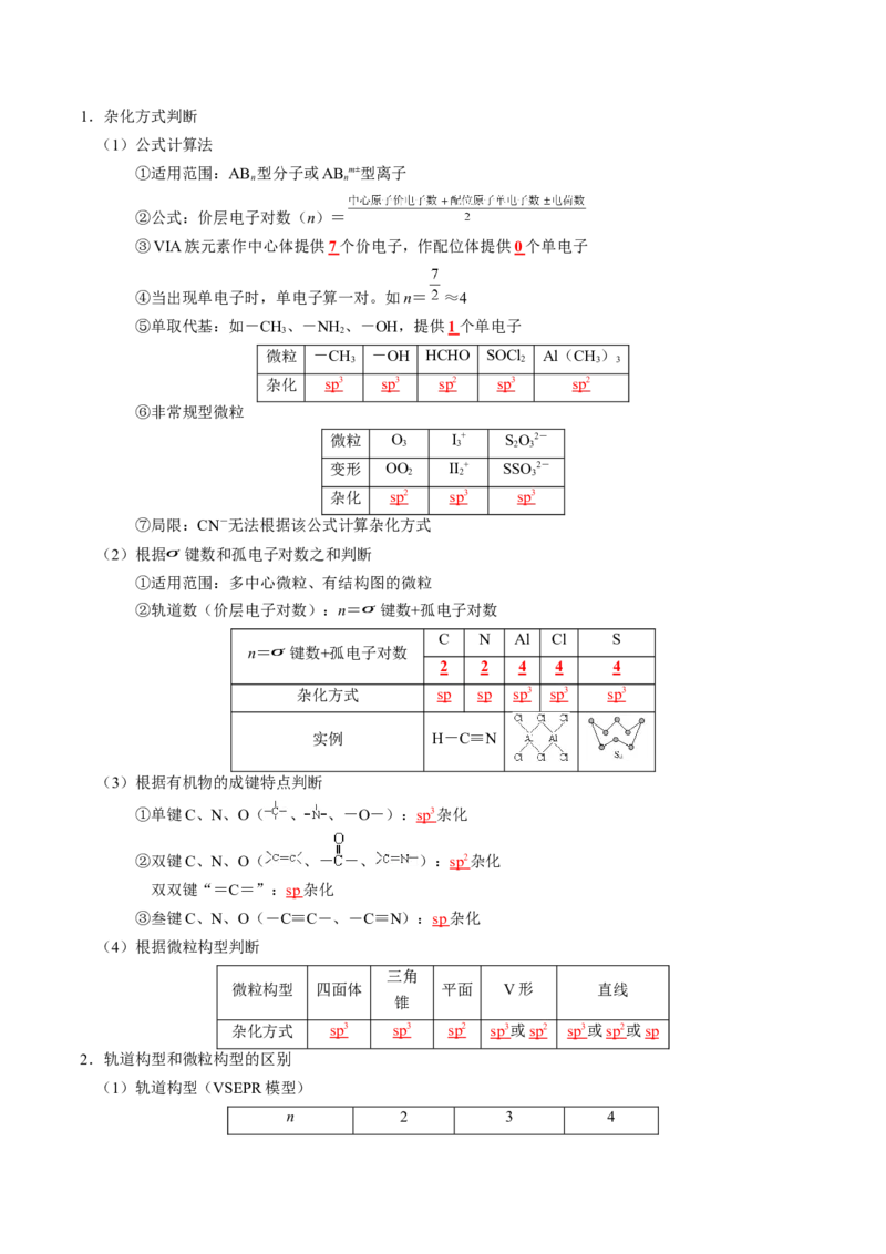知识清单16++分子结构与性质-口袋书2024年高考化学一轮复习知识清单_05高考化学_2024年新高考资料_1.2024一轮复习_2024年高考化学一轮复习知识清单