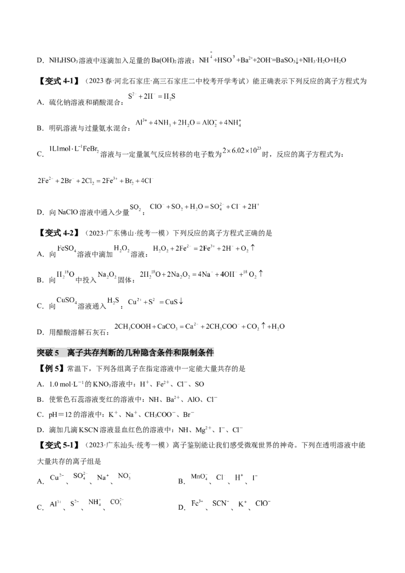 易错类型03离子反应（6大易错点）（原卷版）_05高考化学_新高考复习资料_2024年新高考资料_❤专项复习资料_备战2024年高考化学考试易错题（全国通用）