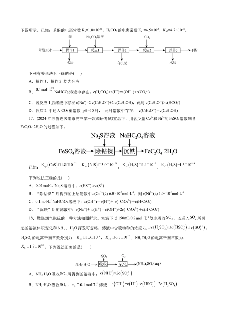 热点专项溶液中粒子浓度大小比较（原卷版）_05高考化学_2025年新高考资料_二轮复习_上好课2025年高考化学二轮复习讲练测（新高考通用）3379109_主题三化学反应原理