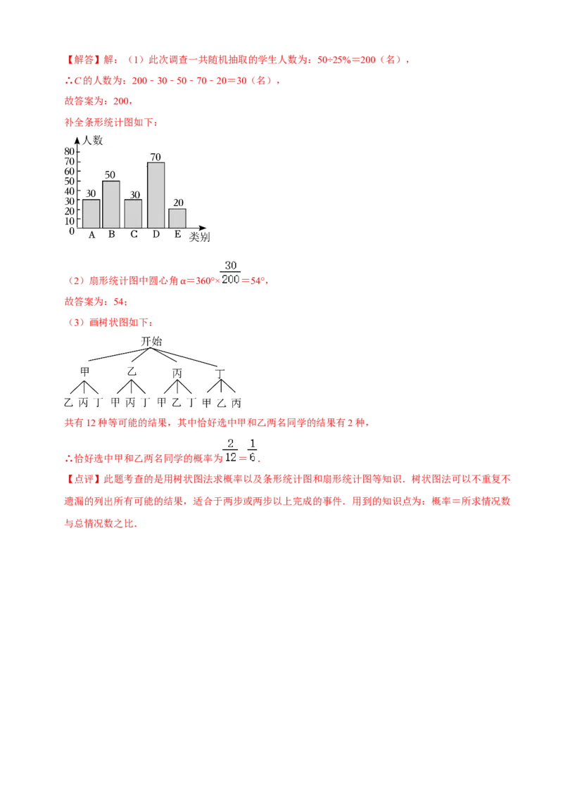 清单05概率初步（9个考点梳理+题型解读+核心素养提升+中考热点聚焦）（解析版）_初中数学人教版_9上-初中数学人教版_06习题试卷_7期中期末复习专题