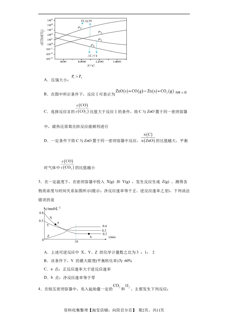 化学平衡图像分析（原卷版）_05高考化学_新高考复习资料_2024年新高考资料_一轮复习资料_2024届高三化学一轮复习&mdash;专项训练