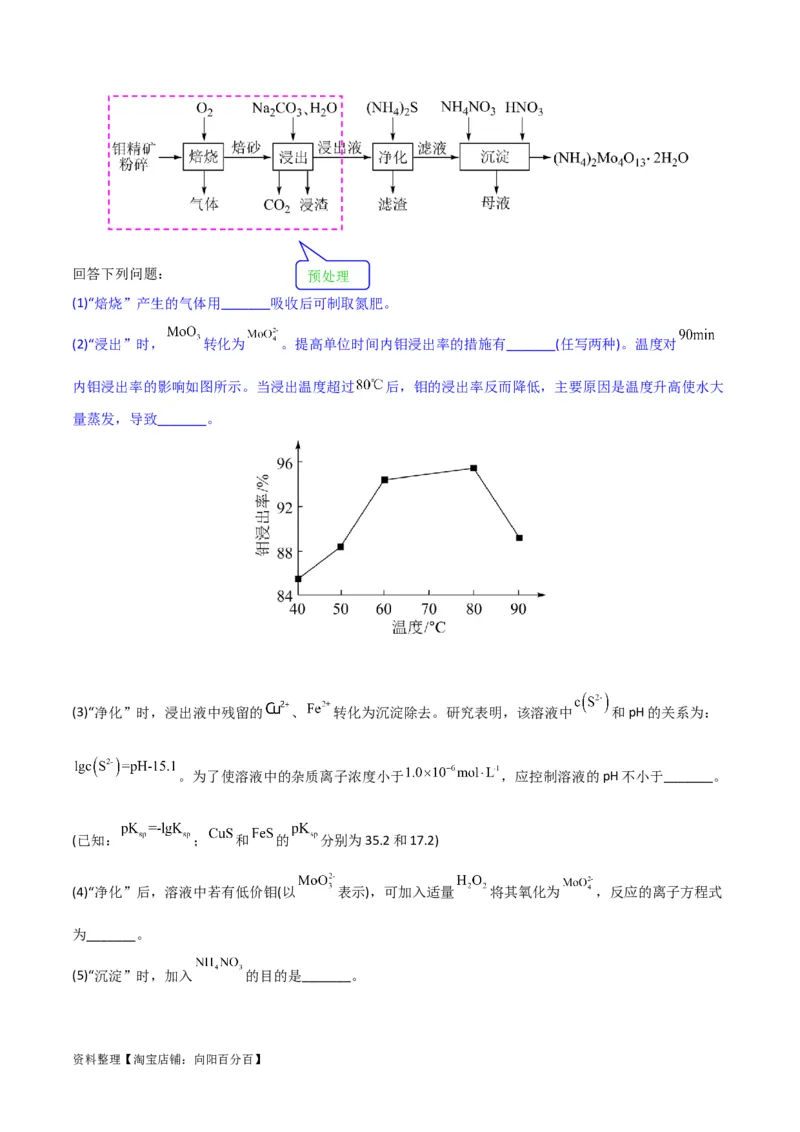 升级版微专题25化学工艺流程题-----原料的预处理（解析版）(全国版)_05高考化学_新高考复习资料_2024年新高考资料_一轮复习资料_备战2024年高考化学一轮复习考点微专题