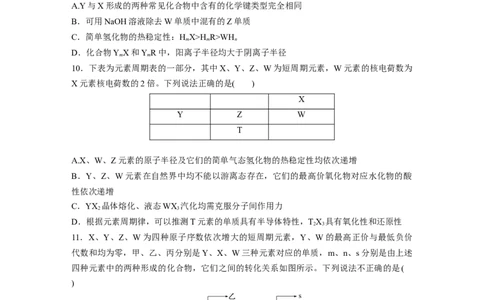 二轮专题强化练　专题9　&ldquo;位&mdash;构&mdash;性&rdquo;综合推断_05高考化学_通用版（老高考）复习资料_2023年复习资料_二轮复习_2023年高考化学二轮复习讲义+课件（全国版）_学生版_二轮专题强化练