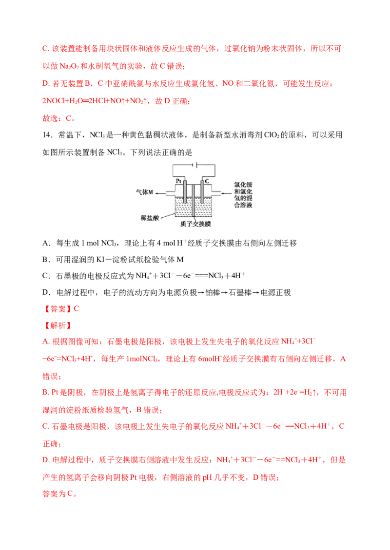 微专题21新型含氯化合物的制备与性质探究（ClO2、NOCl等）-备战2022年高考化学考点微专题（解析版）_05高考化学_新高考复习资料_2022年新高考资料_备战2022年高考化学考点微专题