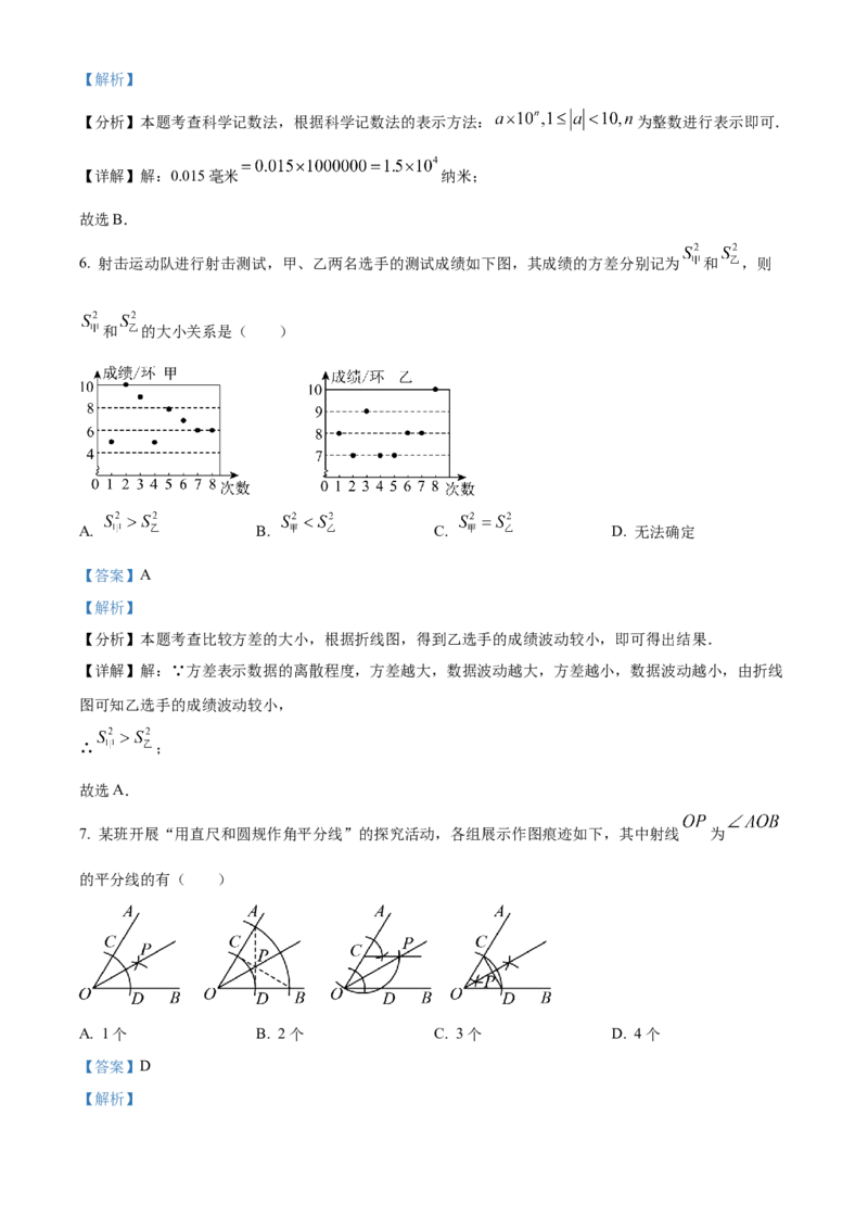 精品解析：2024年山东省烟台市中考数学试题（解析版）_new_初中数学人教版_9下-初中数学人教版_09中考真题_2024中考数学真题