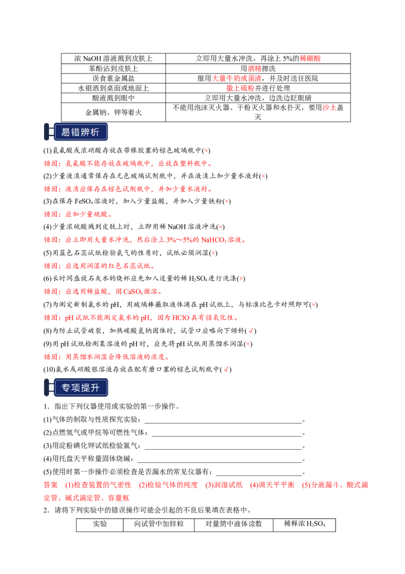 知识清单30化学实验的常用仪器和基本操作-上好课2025年高考化学一轮复习知识清单（新高考专用）（解析版）_05高考化学_2025年新高考资料_一轮复习
