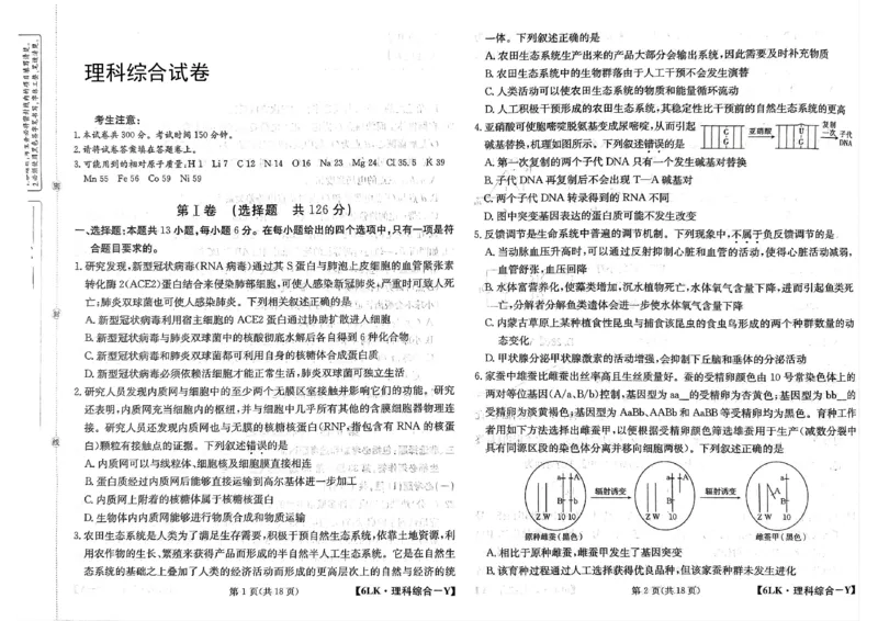 全国名校大联考6LK-Y理综试题_05高考化学_高考模拟题_新高考
