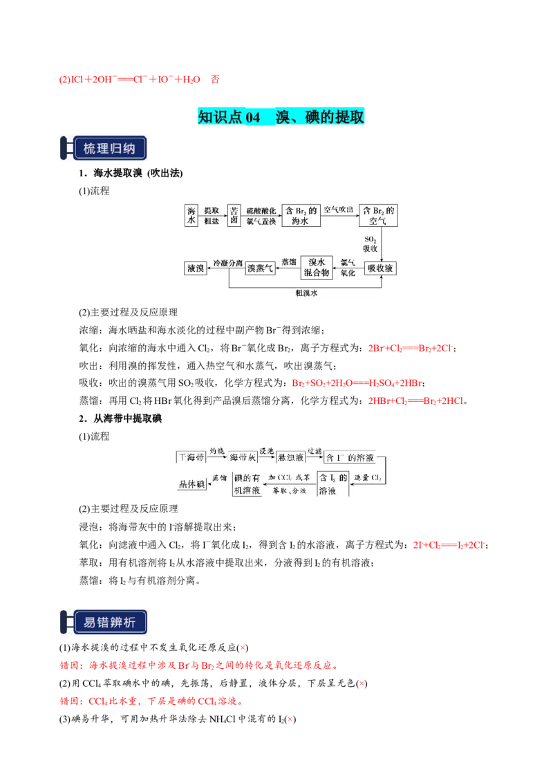 知识清单09氯及其重要化合物-上好课2025年高考化学一轮复习知识清单（新高考专用）（解析版）_05高考化学_新高考复习资料_2025年新高考资料