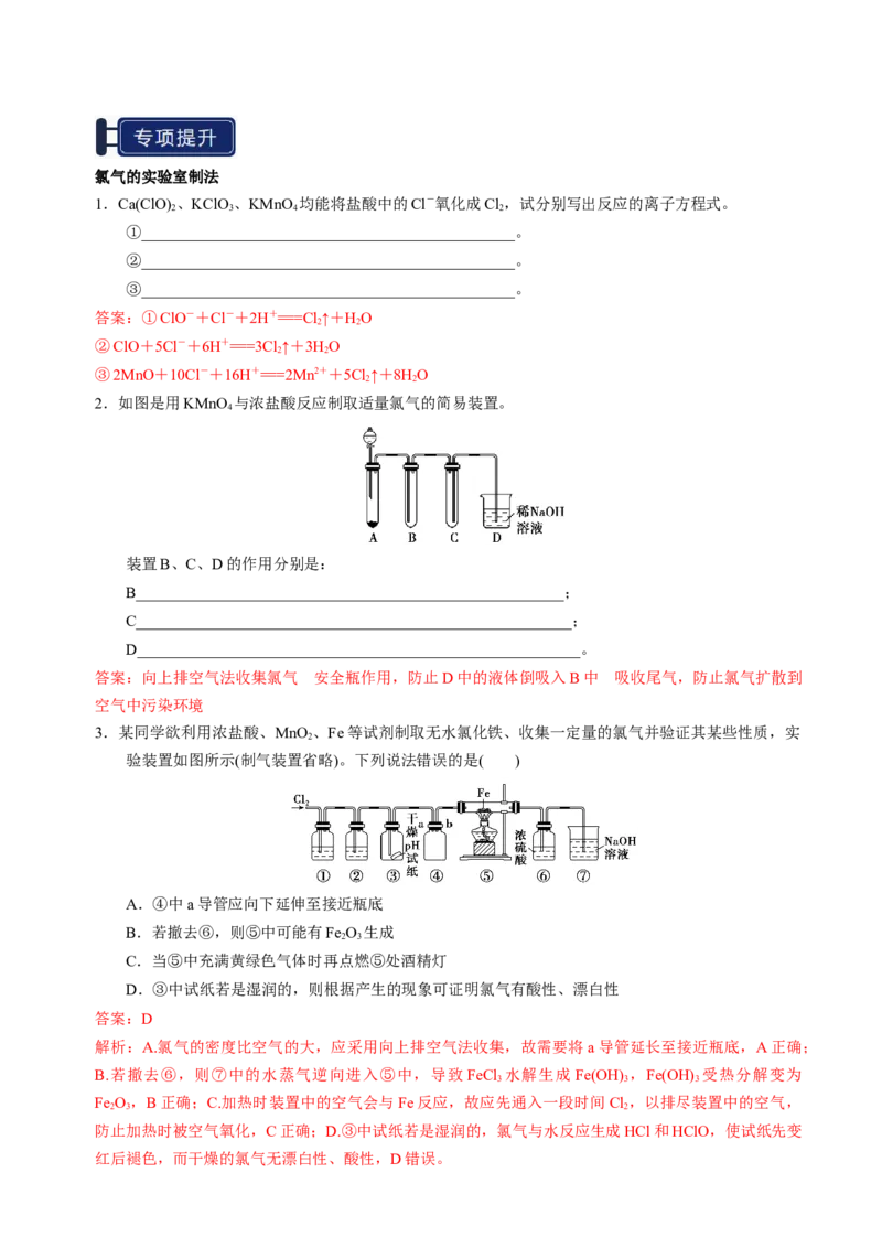 知识清单09氯及其重要化合物-上好课2025年高考化学一轮复习知识清单（新高考专用）（解析版）_05高考化学_新高考复习资料_2025年新高考资料