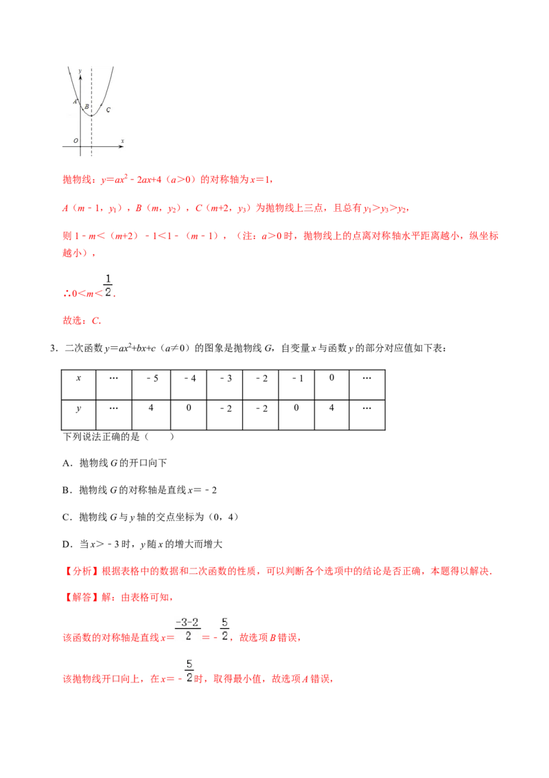 第3课时二次函数的图像与性质（2）-2022-2023学年九年级数学上册同步精品课堂知识清单＋例题讲解＋课后练习（人教版）（解析版）_初中数学人教版_9上-初中数学人教版_07专项讲练