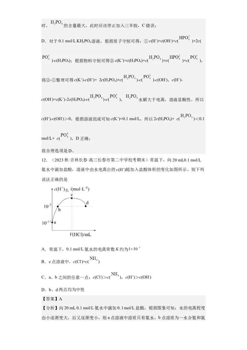 专题十四弱电解质的电离（专练）-冲刺2023年高考化学二轮复习核心考点逐项突破（解析版）_05高考化学_新高考复习资料_2023年新高考资料_二轮复习